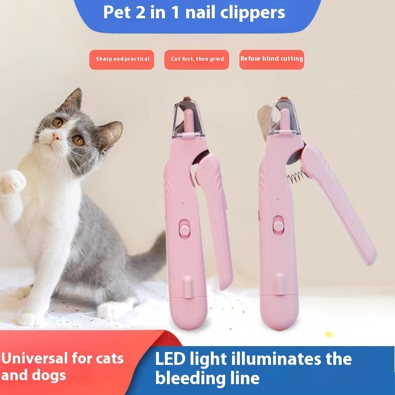 Coupe-ongles 2 en 1 pour animaux avec lumière LED, pour chiens et chats. Ciseaux spéciaux pour animaux de compagnie. Coupe-ongles multifonctions pour les pattes. Accessoires pour animaux.