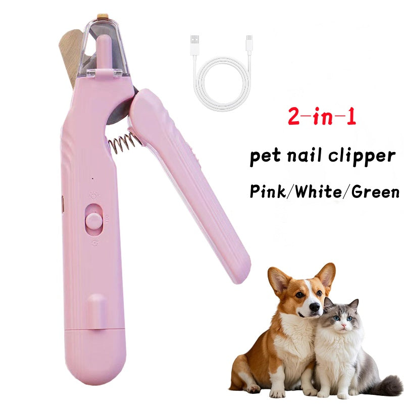 Coupe-ongles 2 en 1 pour animaux avec lumière LED, pour chiens et chats. Ciseaux spéciaux pour animaux de compagnie. Coupe-ongles multifonctions pour les pattes. Accessoires pour animaux.